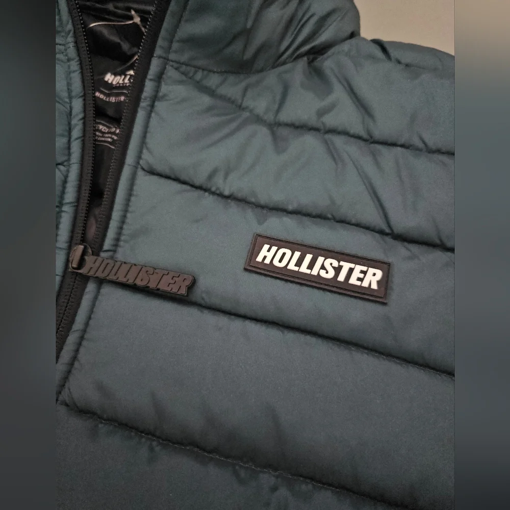 Rare Hollister Ombre Green Puffer Jacket Gradient Design Large New With Tags
